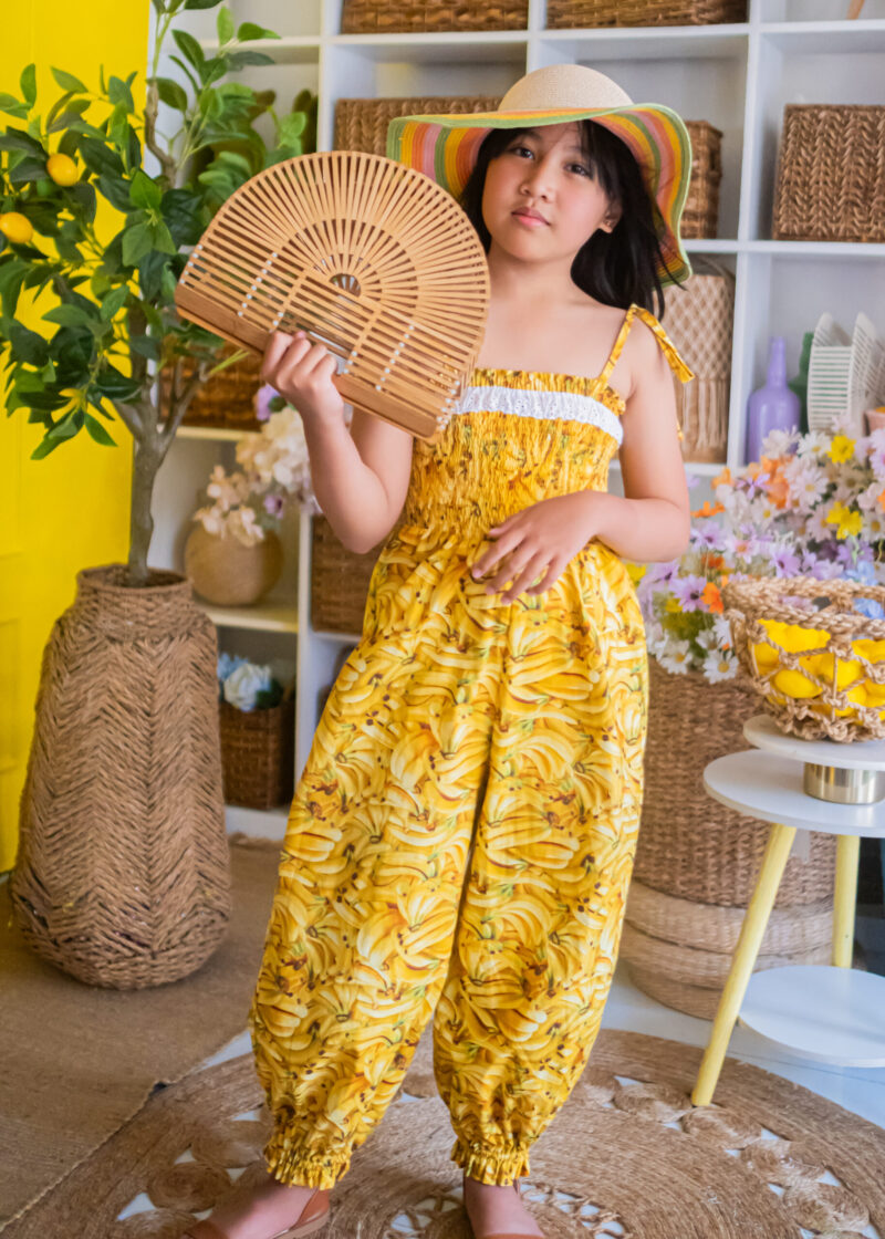 Yellow Banana Print Romper Kids